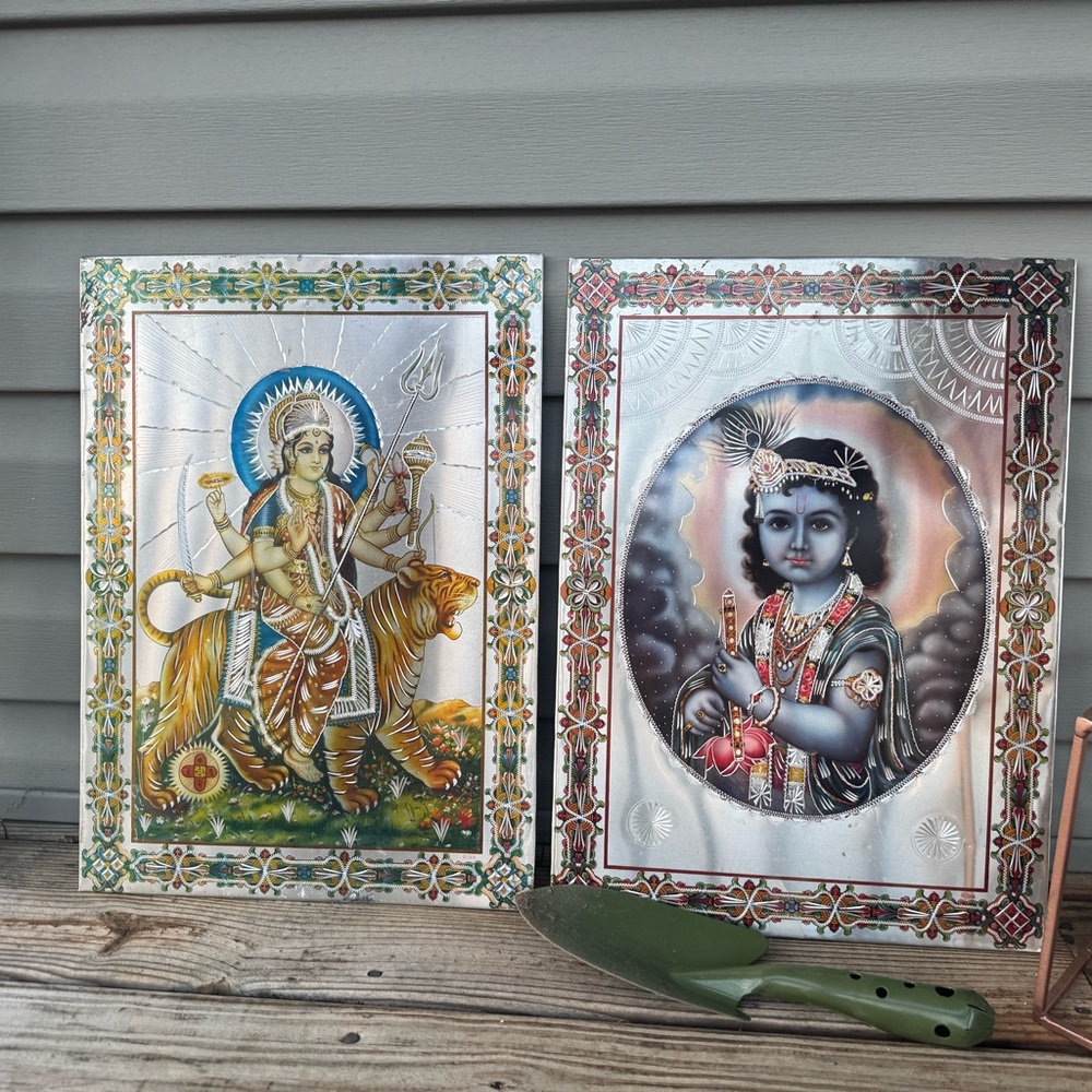 Authentic Hindu Gods - Colorful Religious Metal Wall Art Set